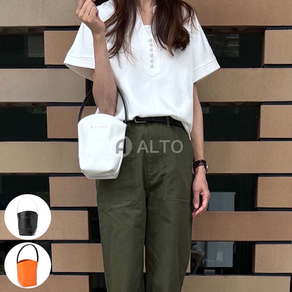 ☆2026春夏物ひな形☆MARNI KIDS マルニ キッズバケットバッグ  ミニ御徒面子  ハンドバック  M01820 M00TKエコなめし革   レディース  ガールズ ★成年者も聞き入れる★☆選べる3色つや☆黒いこと・白いこと・オレンジ色