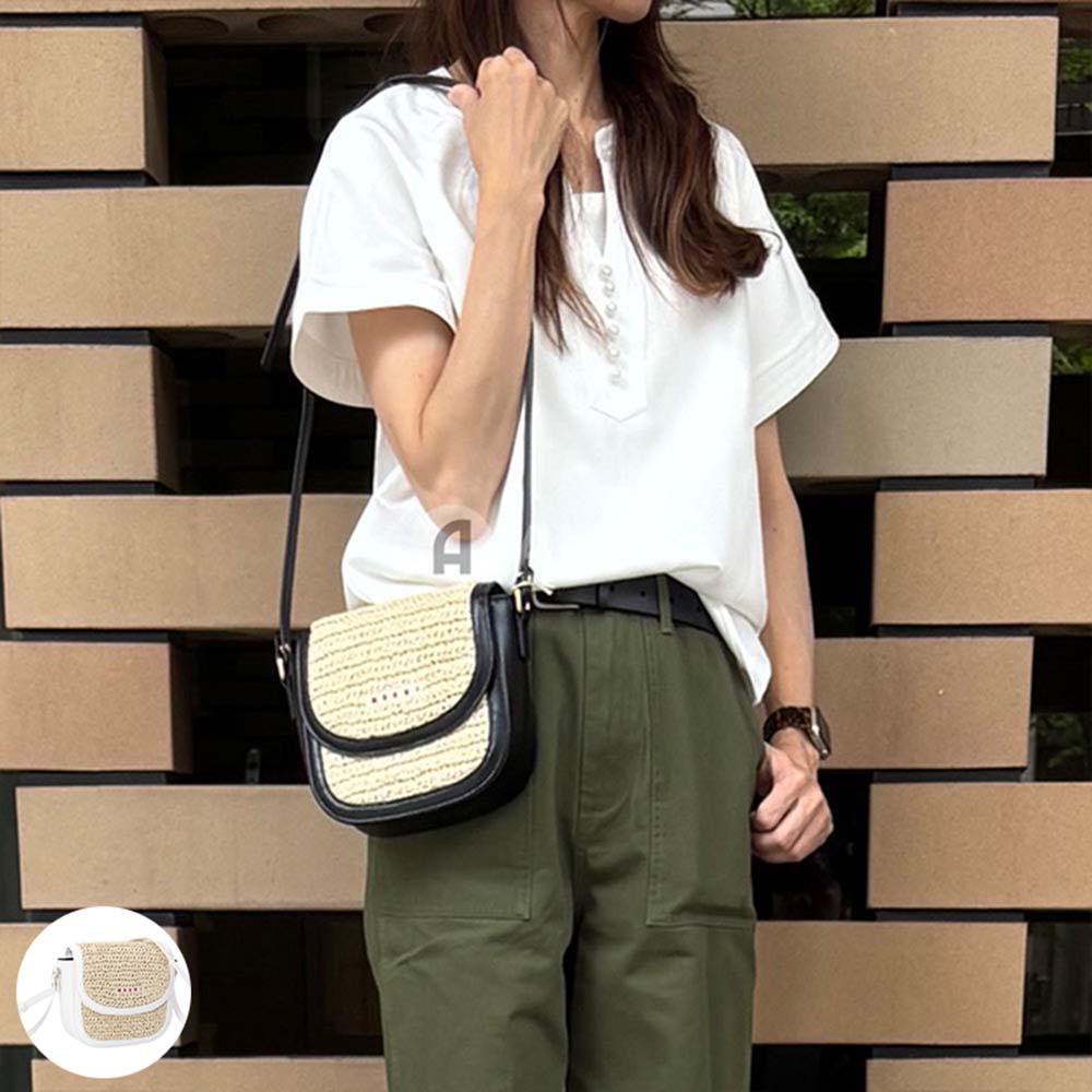 ☆2026春夏物青写真☆MARNI KIDS マルニ キッズかご御徒面子  ショルダーバッグ   M01828 M00WR   レディース  ガールズ  ★成年者も聞き入れる★☆選べる2色合い☆黒いこと・白いこと