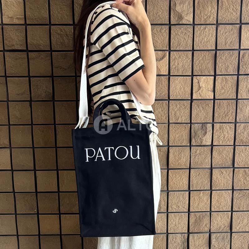 PATOU パトゥ AC0620076 オーガニックコットン バーティカル トートバッグ ショルダーバッグ オーガニックコットン 999B ブラック