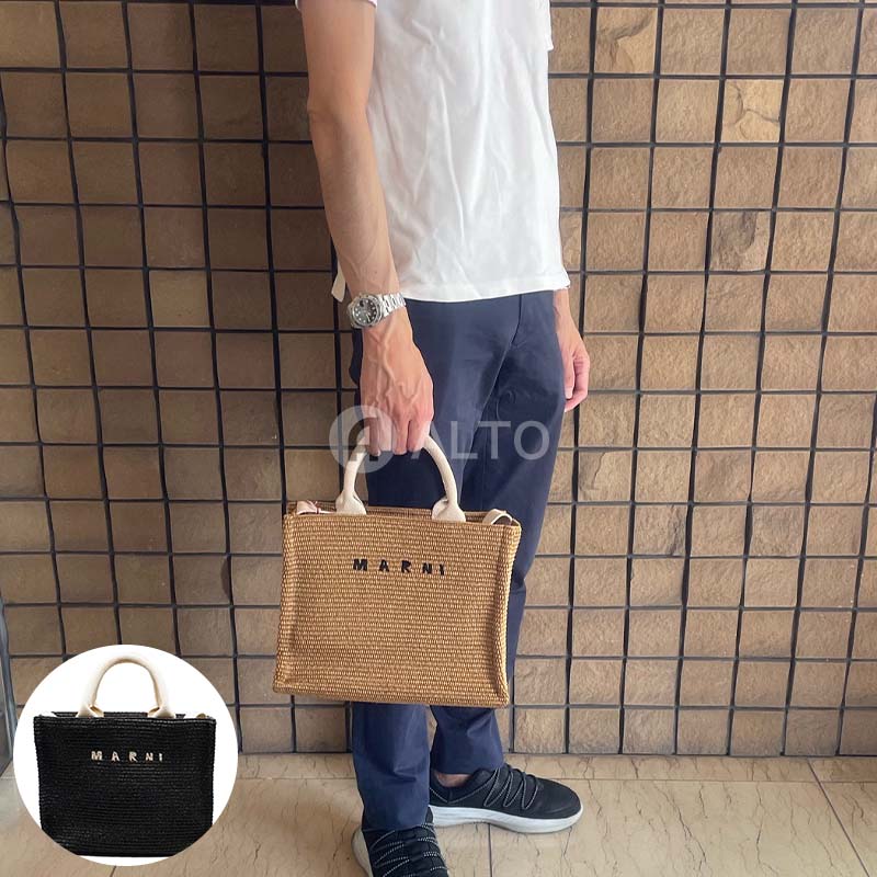 【2026春夏入荷】☆4/2入荷☆ MARNI マルニ SHMP0077U0P3860 かごバッグ ロゴ スモール バスケット トートバッグ ハンドバッグ ブラウン ・ブラック メンズ