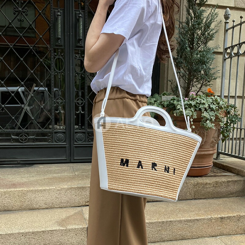 新品 MARNI ハンドバッグ マルニ ラフィアかごバッグ - 通販