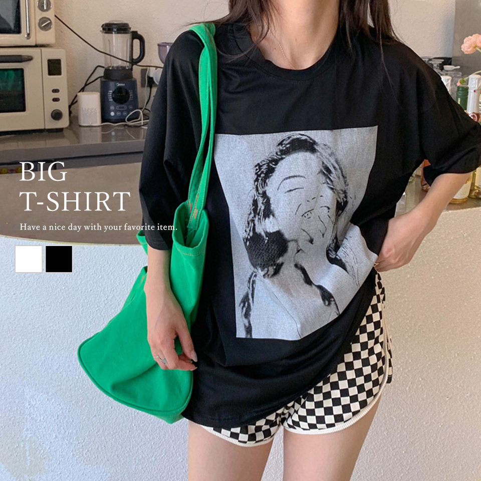 楽天市場】Tシャツ フォト プリント 半袖 ビッグシルエット オーバー