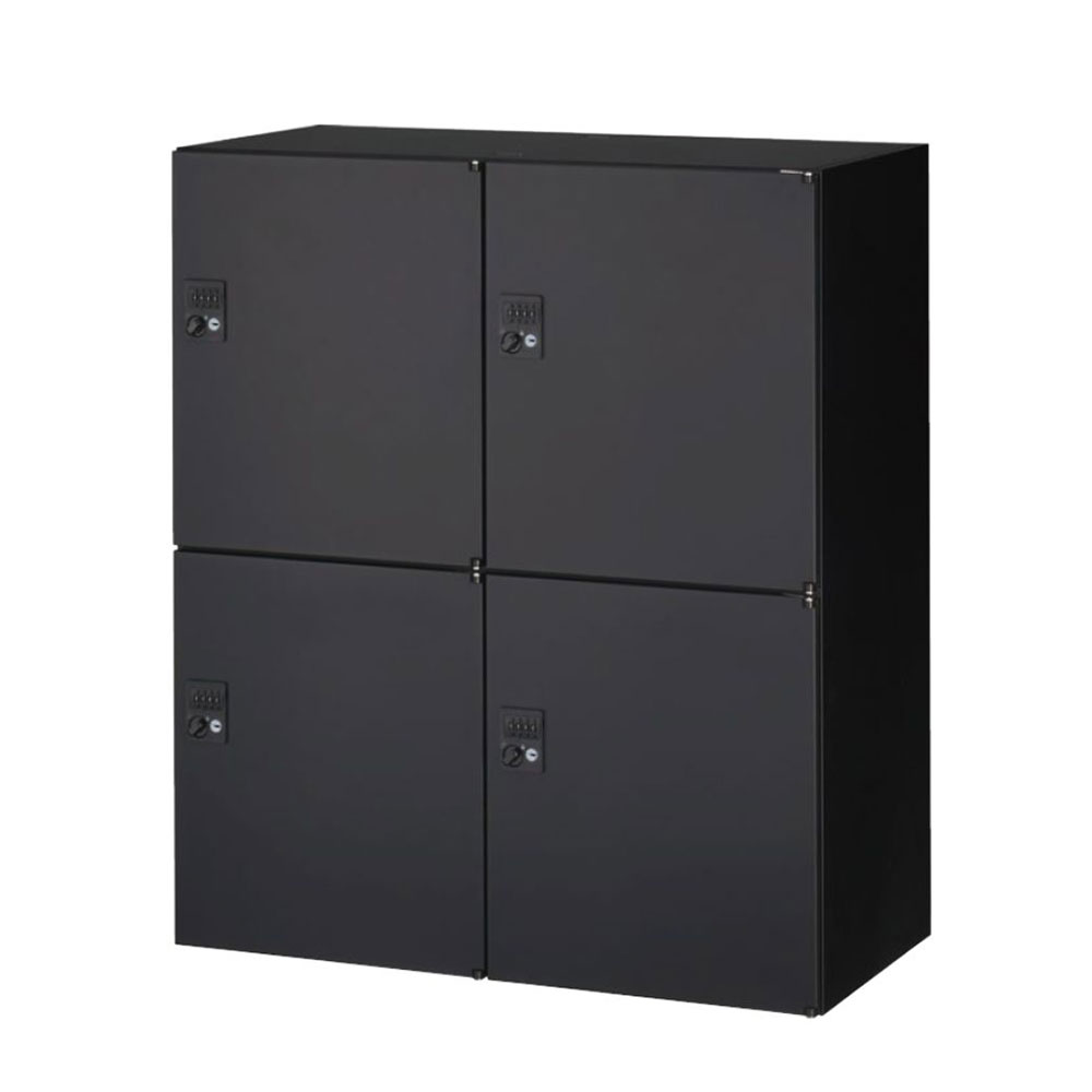 スチールロッカー 鍵付 4人用パーソナルボックス ダイヤル錠 下置用 ブラック RK45-N410H-D3 W900 オフィス収納 クウォール 生興『代引不可』|ドラッグスーパー alude