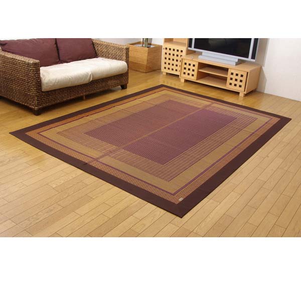 イケヒコ ランクス総色 純国産 い草ラグカーペット 約176&times;230cm ワイン[ ラグ カーペット い草 イ草 国産 日本製 ]『代引不可』『送料無料（一部地域除く）』｜ドラッグスーパー　alude