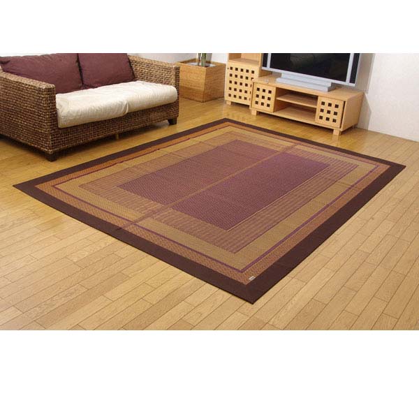 イケヒコ DXランクス総色 純国産 い草ラグカーペット 約140&times;200cm ワイン[ ラグ カーペット い草 イ草 国産 日本製 ]『代引不可』『送料無料（一部地域除く）』｜ドラッグスーパー　alude