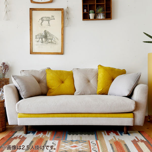 日本限定モデル 代引不可 グレー イエロー 2人掛 ソファ モンロー 関家具 Je04 Bactofree In