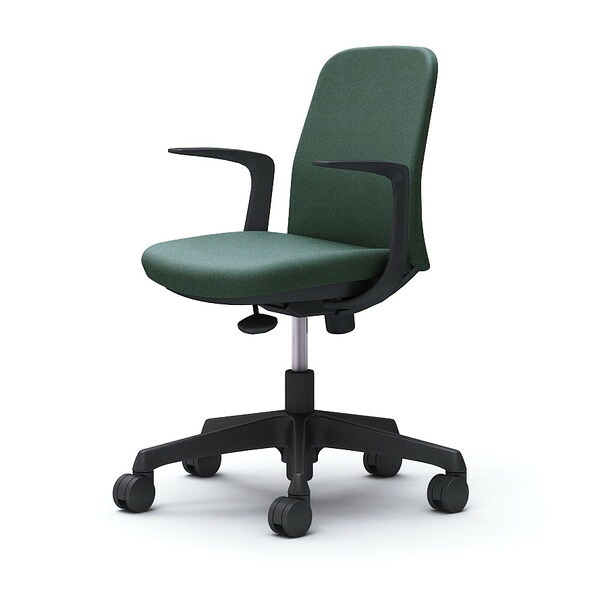 オカムラ ライブス エントリーチェア コンパクトタイプ ブラックボディ デザインアーム ダークグリーン CD23AR FXW5 [ Lives EntryChair テレワーク ] 『代引不可』『送料無料（一部地域除く）』｜ドラッグスーパー　alude