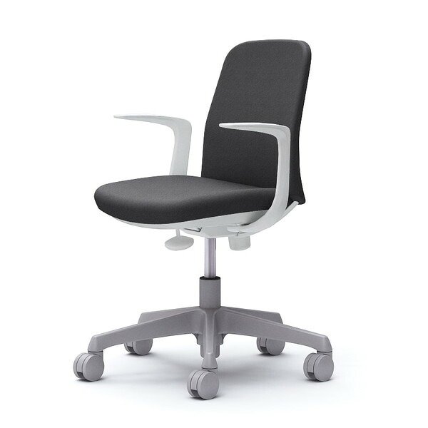 オカムラ ライブス エントリーチェア コンパクトタイプ ホワイトボディ デザインアーム ダークグレー CD23BW FXW0 [ Lives EntryChair テレワーク ] 『代引不可』『送料無料（一部地域除く）』｜ドラッグスーパー　alude