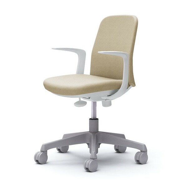 オカムラ ライブス エントリーチェア コンパクトタイプ ホワイトボディ デザインアーム ベージュ CD23BW FXW2 [ Lives EntryChair テレワーク ] 『代引不可』『送料無料（一部地域除く）』