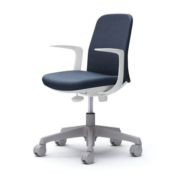 オカムラ ライブス エントリーチェア コンパクトタイプ ホワイトボディ デザインアーム インディゴ CD23BW FXW4 [ Lives EntryChair テレワーク ] 『代引不可』『送料無料（一部地域除く）』｜ドラッグスーパー　alude
