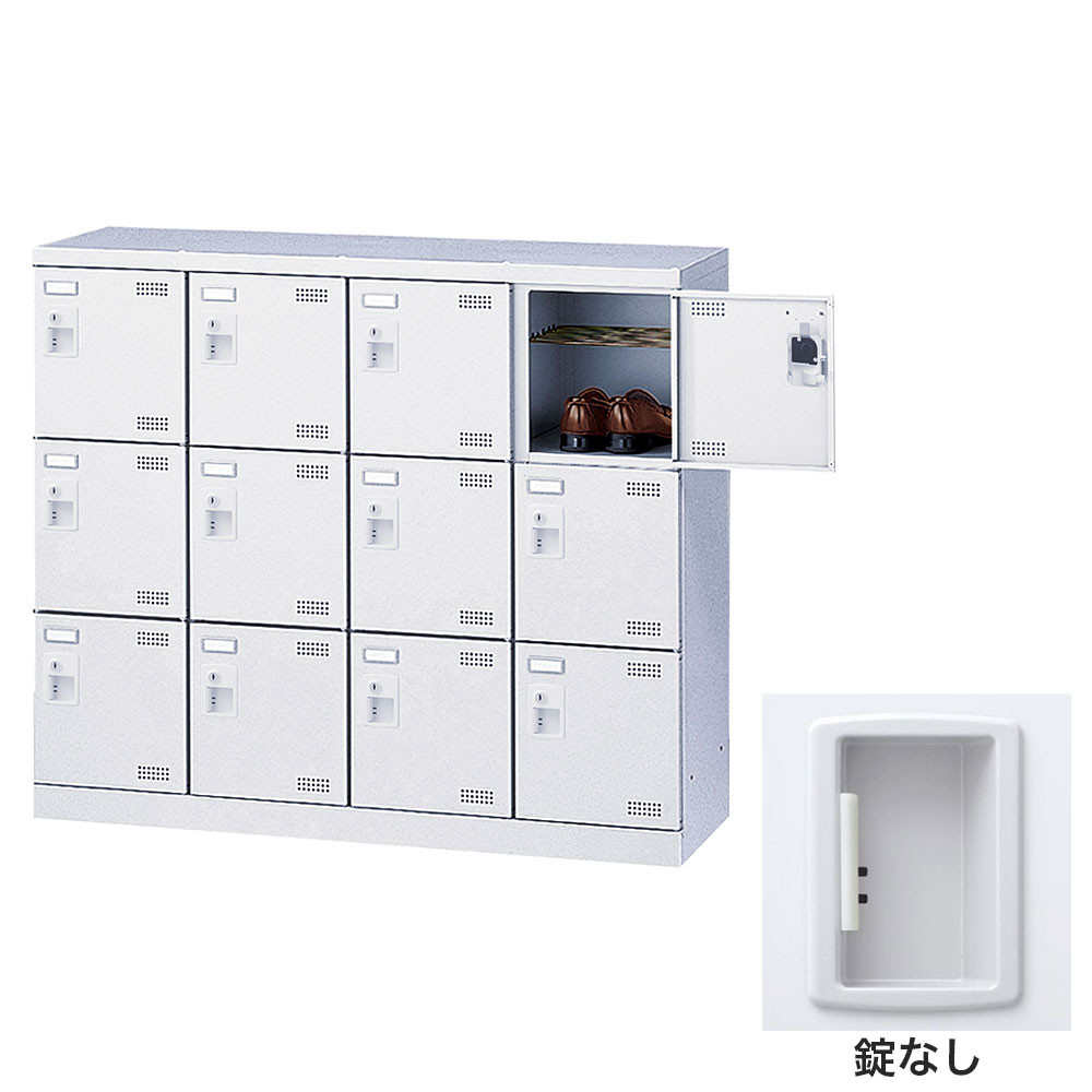 靴箱 シューズロッカー サボ箱 スチール写真製 御勤め用 遣っ付ける品 日本製 扉付 白いこと 12足 SLBW-M412-K2 (錠なし)4列3段12人用 生興『代引不可』『貨物輸送無料（構成要素領域除く）』