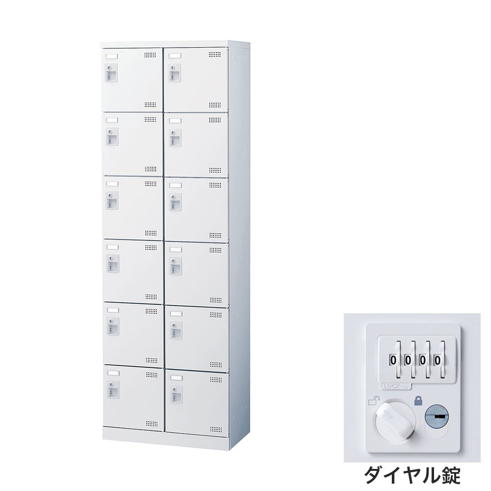 靴箱 シューズロッカー サボ箱 スチール写真製 鍵付 お役目用 研ぎ澄ます品 日本製 扉付 白いこと 12足 SLBW-212-D3 (文字盤錠)2列6段12人用 生興『代引不可』『貨物輸送無料（構成要素地方除く）』