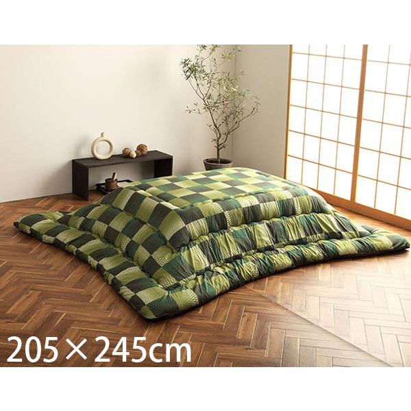 イケヒコ 大河 こたつ布団 市松模様 長方形 205&times;245cm グリーン G6032819 [ こたつ 掛け布団 厚掛け 和モダン 日本製 ]『代引不可』『送料無料（一部地域除く）』｜ドラッグスーパー　alude