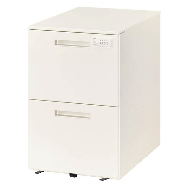 【受注生産品】ライオン事務器 スタンダードワゴン 引出し2段 ダイヤル錠ワゴンシリーズ W395×D580×H611mm ホワイト VW-042ASD-W 473-52 【代引不可】 【送料無料（一部地域除く）】