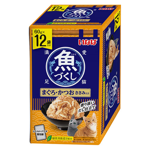 【2ケース】 高齢猫　いなば 魚づくし60g×144袋＆特典（ちゅーる20本）付 2種/2ケース】 いなば 魚づくし 2種60g×144袋＆特典（ちゅ