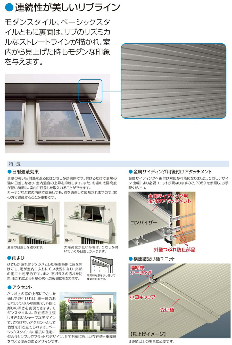 YKKAP コンバイザー ベーシックスタイル 積雪50cm仕様 094045 ひさし 先付 後付 日除け 雨除け YKK リフォーム DIY 庇  エクステリア・ガーデンファニチャー