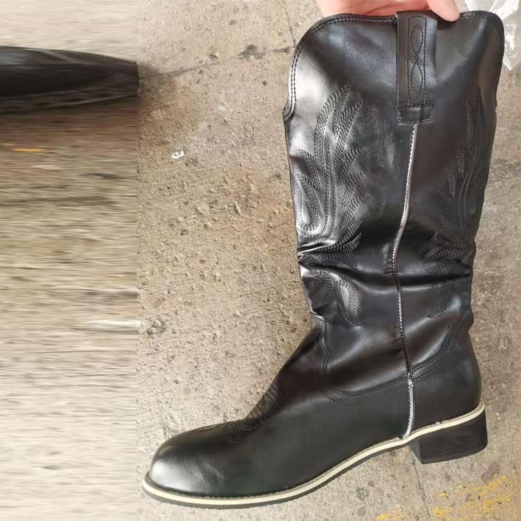 限定価格セール ウエスタンブーツ メンズ ロングブーツ 刺繍 太ヒール ジョッキーブーツ ヴィンテージ ポインテッドトゥ スリップオン カウボーイブーツ カジュアル 大きいサイズ メンズファッション 乗馬靴 防滑 黒 ブラウン Whitesforracialequity Org