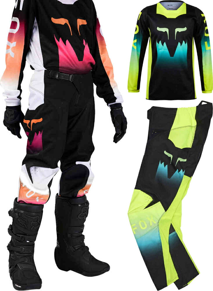 ＼全品1000円ｸｰﾎﾝ★4/17（金)限定／【子供用】FOX フォックス 180 Flora Girls Motocross Jersey ガールズ 女の子 子供用 キッズ モトクロス オフロードウェア ジャージ&パンツ 上下セット バイク ライダー おすすめ (AMACLUB)