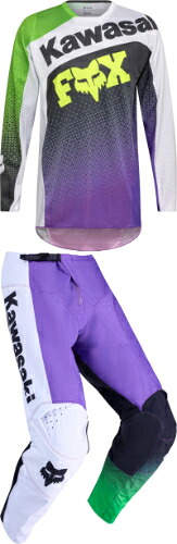 FOX フォックス 180 Kawasaki Motocross Jersey モトクロスジャージ オフロードジャージ 上下セット ライダー バイク おすすめ (AMACLUB)