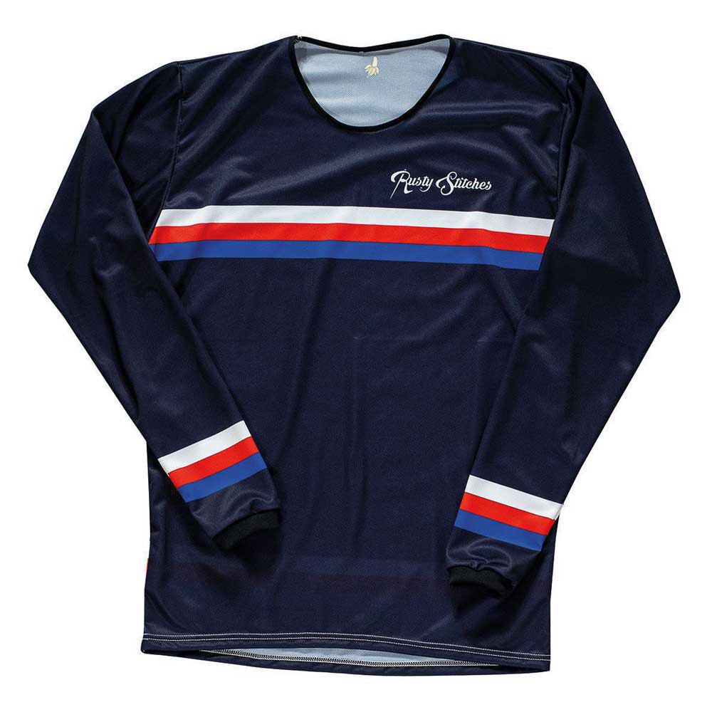 ＼全品1000円ｸｰﾎﾝ★4/7（火)限定／Rusty Stitches ラスティースティッチ Flattrack Stripes Long Sleeve T-Shirt ロングスリーブシャツ 長袖シャツ ライディングシャツ ライダー バイク ツーリングにも かっこいい (AMACLUB)