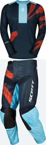 ＼全品2000円ｸｰﾎﾝ+P5倍★4/15（水)限定／Scott スコット Evo Dirt Sail Blue Motocross Jersey モトクロス オフロード ジャージ&パンツ 上下セット バイク ライダー かっこいい おすすめ (AMACLUB)