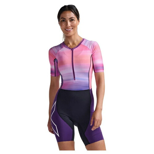 ＼全品1500円ｸｰﾎﾝ★7/27（月)限定／【女性用】2XU ツータイムズユー Aero Sleeved Short Sleeve Trisuit 女性用 トライアスロンスーツ 自転車ウエア 自転車スーツ レーススーツ トライアスロン ランニング 水泳 ロードバイク おすすめ (AMACLUB)｜AMACLUB（レアブランド 専門店）
