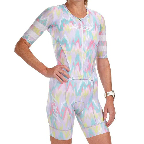＼全品1500円ｸｰﾎﾝ★7/27（月)限定／【女性用】Zoot ズート Aero Full Zip Dream Short Sleeve Trisuit 女性用 トライアスロンスーツ 自転車スーツ レーススーツ トライアスロン ランニング 水泳 ロードバイク おすすめ (AMACLUB)｜AMACLUB（レアブランド 専門店）