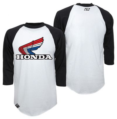 ＼全品2000円ｸｰﾎﾝ+P5倍★4/15（水)限定／Factory Effex Honda Vintage Baseball Tee カジュアルTシャツ 長袖シャツ バイクウェア スポーティ ライダー バイク ツーリング 自転車にも かっこいい おすすめ (AMACLUB)