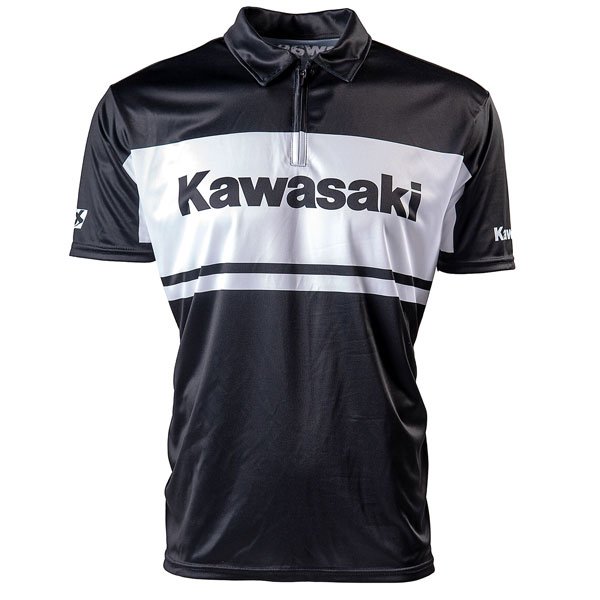 ＼全品1000円ｸｰﾎﾝ★4/12（日)限定／Factory Effex ファクトリーFX Kawasaki Team Pit Shirt カジュアルTシャツ 半袖シャツ ポロシャツ バイクウェア スポーティ ライダー バイク ツーリング 自転車にも かっこいい おすすめ (AMACLUB)