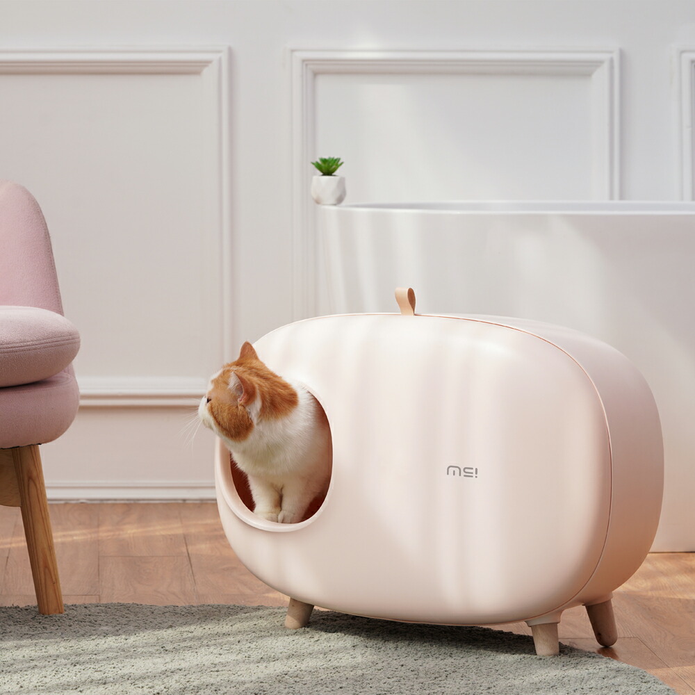 猫トイレ スコップ付き (桃) 猫砂飛び散り防止 ネコ HEBENA｜Amarico
