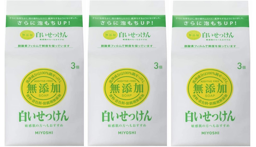 楽天市場】【送料無料】無添加 白いせっけん (108gx3個)x30個 ミヨシ