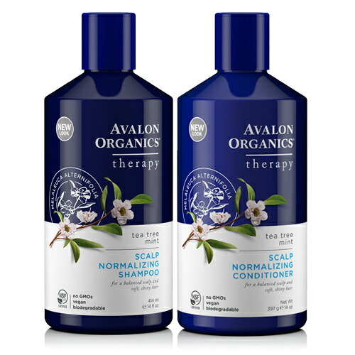 【AVALON ORGANICS】【スカルプTM】【ティーツリーミントセット】ノンシリコン 頭皮シャンプー コンディショナー セット アロマ スカルプ 頭皮 シャンプー アロエ 抜け毛 オーガニック ボトル エイジングケア おしゃれ 無添加 オレンジ ホホバ