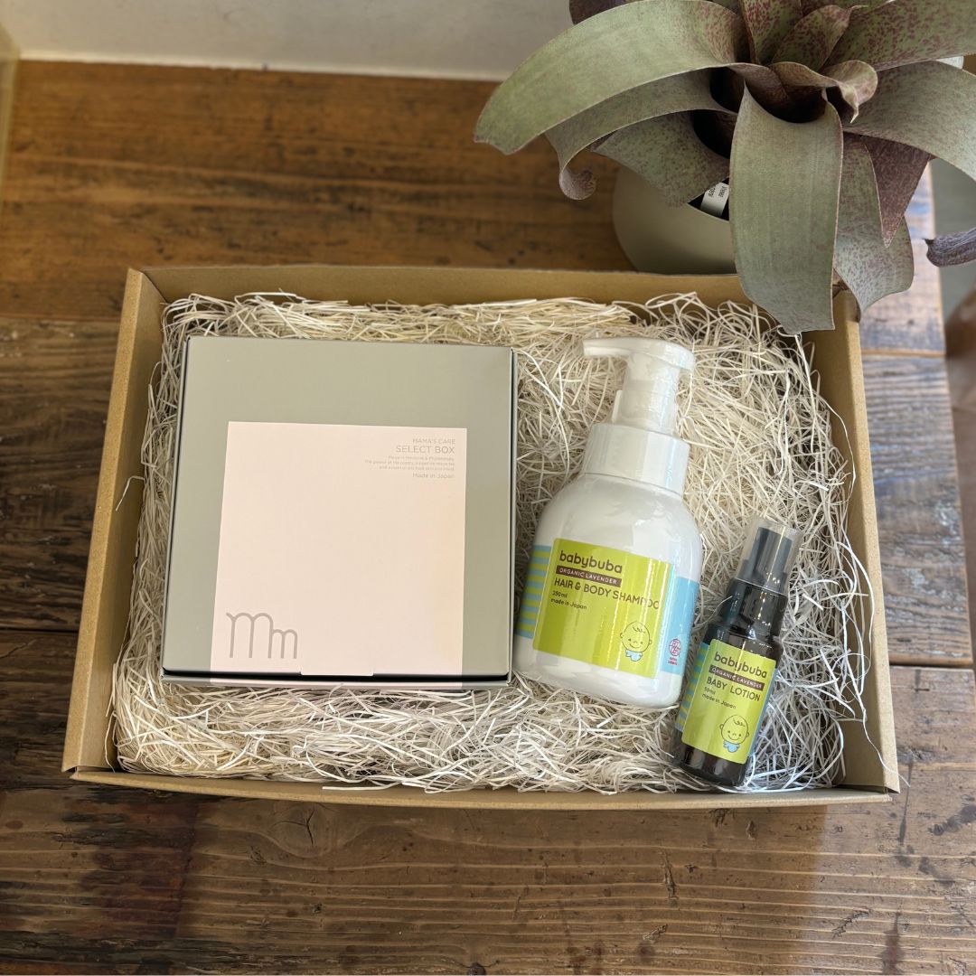 【限定クーポン＆P5倍】【ギフトラッピング付き】MAMA’S CARE セレクトボックス&babybubaシャンプー＆ローション 50ml セット || 出産祝い ギフト ママ 妊婦 ギフト 産後 ママ 出産 ギフトセット ボディケア ギフト セット ママズケア ギフトボックス 産後