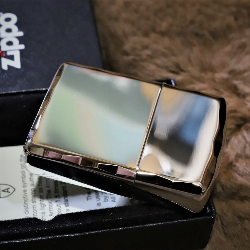 Armor ZIPPO アーマーシャインレイカット 鏡面プラチナコーテイング 両面コーナーカット お洒落なカット 重厚 人気 ジッポ 両面加工 重いzippo クラシック ARMOR レア プレゼント シャインレイ アーマージッポ かっこいい 金