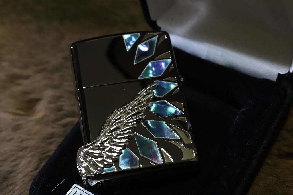 メーカー直送 Zippo Armor 限定アーマー かっこいい アーマージッポー Wing Angel プレゼント レア Armor クラシック 高級zippo ジッポ 人気 ブラック 両面シェル加工 黒 エンジェルウイング ライター