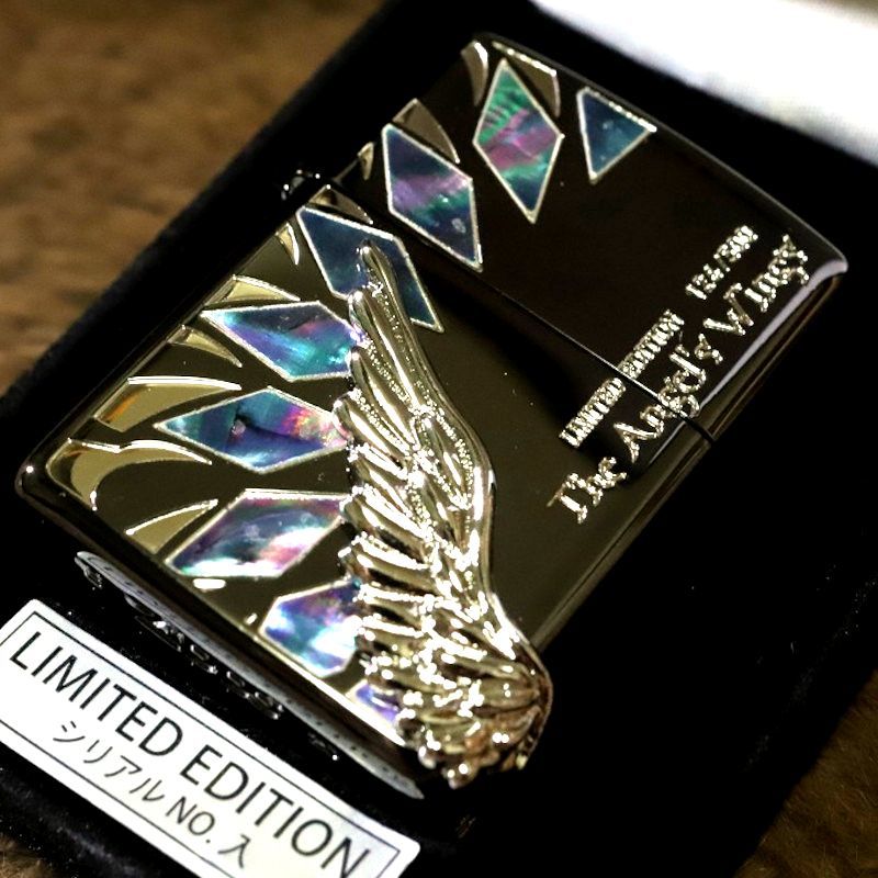 メーカー直送 Zippo Armor 限定アーマー かっこいい アーマージッポー Wing Angel プレゼント レア Armor クラシック 高級zippo ジッポ 人気 ブラック 両面シェル加工 黒 エンジェルウイング ライター
