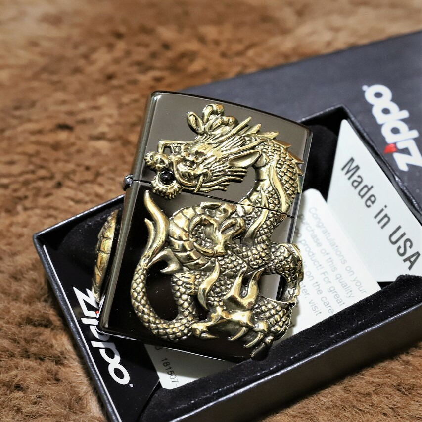 楽天市場】ドラゴン 竜 龍 ZIPPO ジッポ 真鍮製 ブラス ゴールド