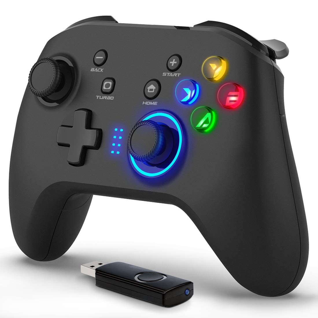 Forty4 ワイヤレスゲームコントローラー デュアルバイブレーション ジョイスティック ゲームパッド コンピューターゲームコントローラー PC Wi ワイヤレスゲーミングコントローラ PC用ゲームコントローラ Windows 7/8/10/11、PS3、Switch- Black 並行輸入品｜日本小売業販売