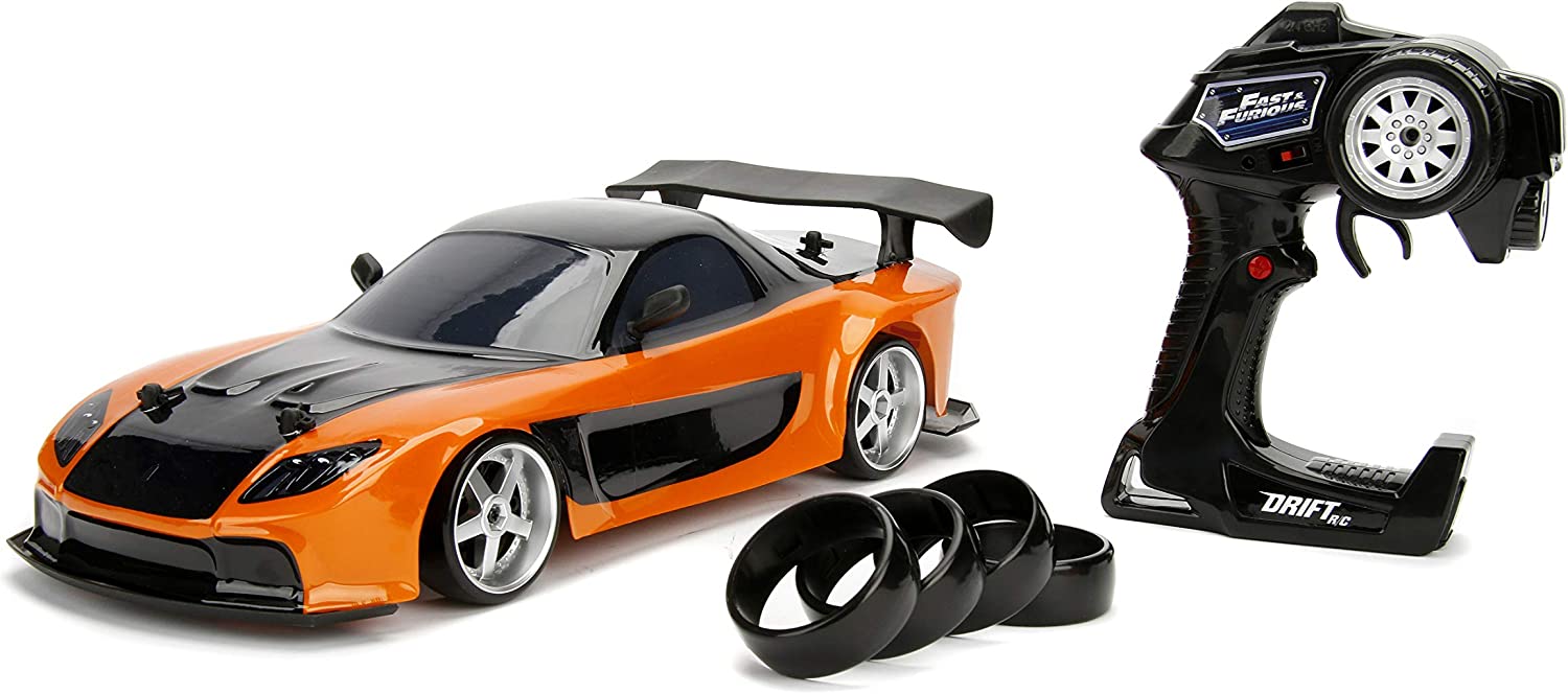 Jada Toys Fast & Furious Han’s Mazda RX-7 Drift RC Car 1: 10 Scale 2.4Ghz マツダ RX-7 ドリフトRCカー リモコンオレンジ＆ブラック (Standard) (99700) ホビーRCカー