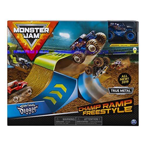 モンスタージャムオフィシャルチャンプランプフリースタイルプレイセット 1:64規摸のダイキャスト 堅苦しさチャンプランプフリースタイルプレイセット 1:64規摸 ダイキャスト製 ソヌーバディガーモンスタートラック お坊っちゃん向けキッズトイ 並行輸入品