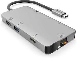 EZQuest USB-C マルチメディアハブアダプタ 8ポート（HDMI 4K 30Hz、100W USB-C PD 3.0、ギガビットイーサネット、3倍USB 3.0、SD＆マイクロSD） MacBook Air、MacBook Pro、XPS