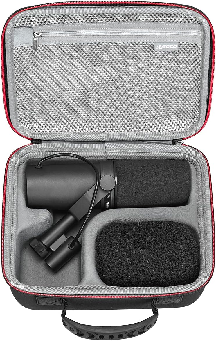 RLSOCO Shure SM7B ボーカルダイナミックマイクロホン&MV7/MV7X USBポッドキャストマイクロホン用ケース マイクバッグ&ケース ブラック 耐久性 軽量 耐水性 取り外し可能