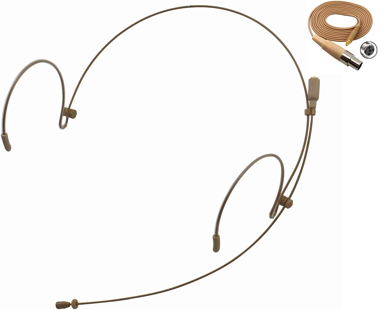 J K Pro イヤーフックヘッドセット ヘッドウォーンマイク MIC-J 071S Shure ワイヤレス システムに対応 Mini XLR TA4F 取り外し可能なケーブル ミュート機能 音声起動録音 ベージュ