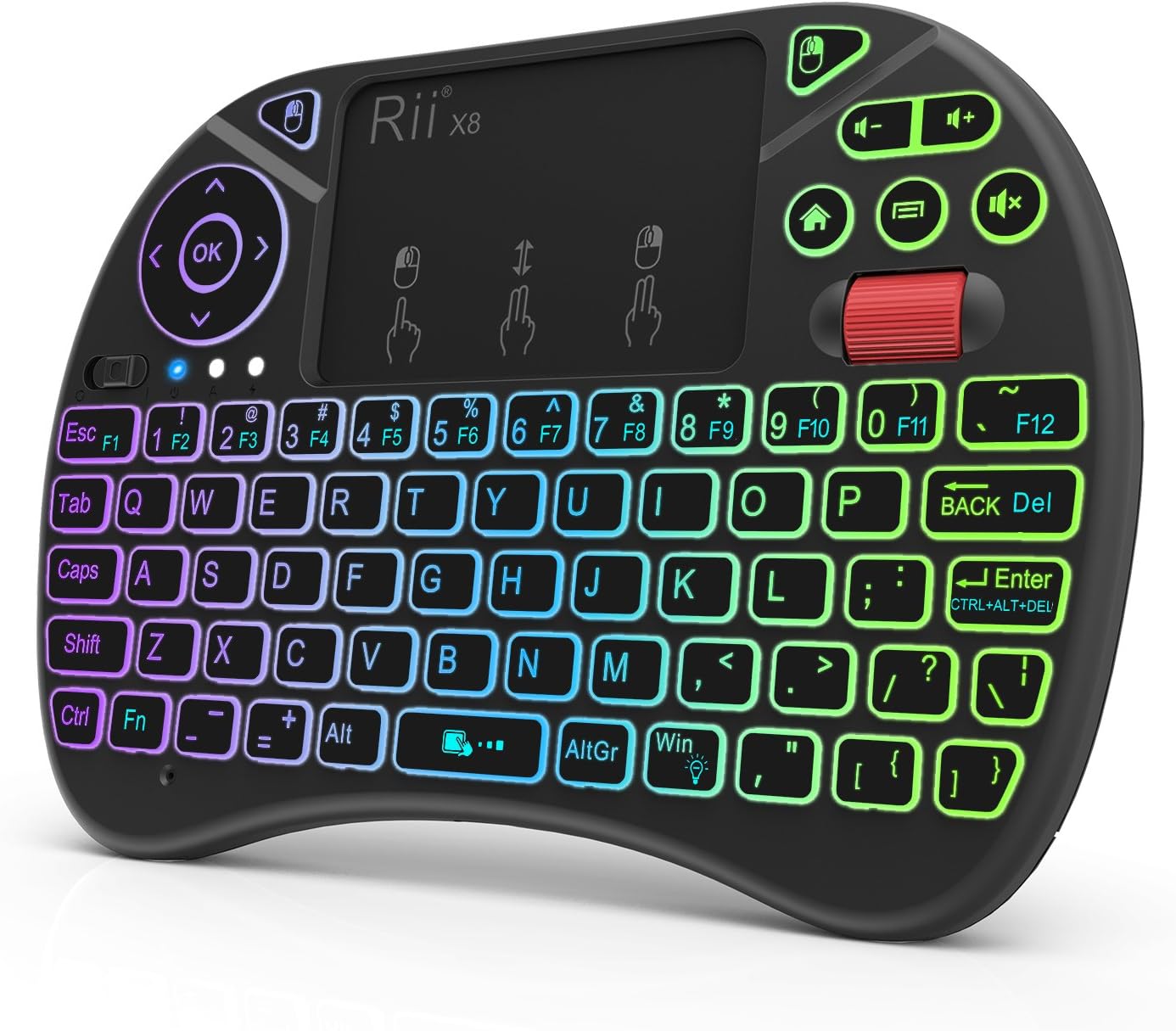Rii ミニ鍵盤 X8 携帯型2.4GHzミニワイヤレスキーボードコントローラ タッチパッドマウスコンボ 8色RGBうしろ側点火装置 申し受ける式リチウムイオンバッテリー Google Android TVボックス席 なおなお書き3 パソコン パッド Nvidia遮蔽物用 鍵盤と二十日鼠のジャズバンド タッチパッド 二十日鼠