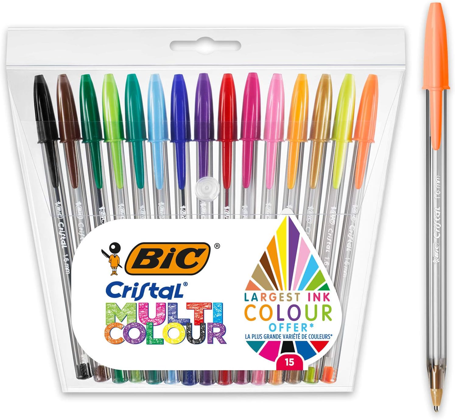 Bic クリスタルマルチカラーボールペン 広々とした手当て(1.6粍)書き込み 色取り取り 15本入り口・入口 アソートカラー 964899 執務室設備 事務設備 学用品 色つやボールペン 15本仕掛ける 1.6粍 太字 マルチ色つや 螢光色つや入り口・入口 筆記用具 螢光色つや 万覚え帳 学びとる 文房具