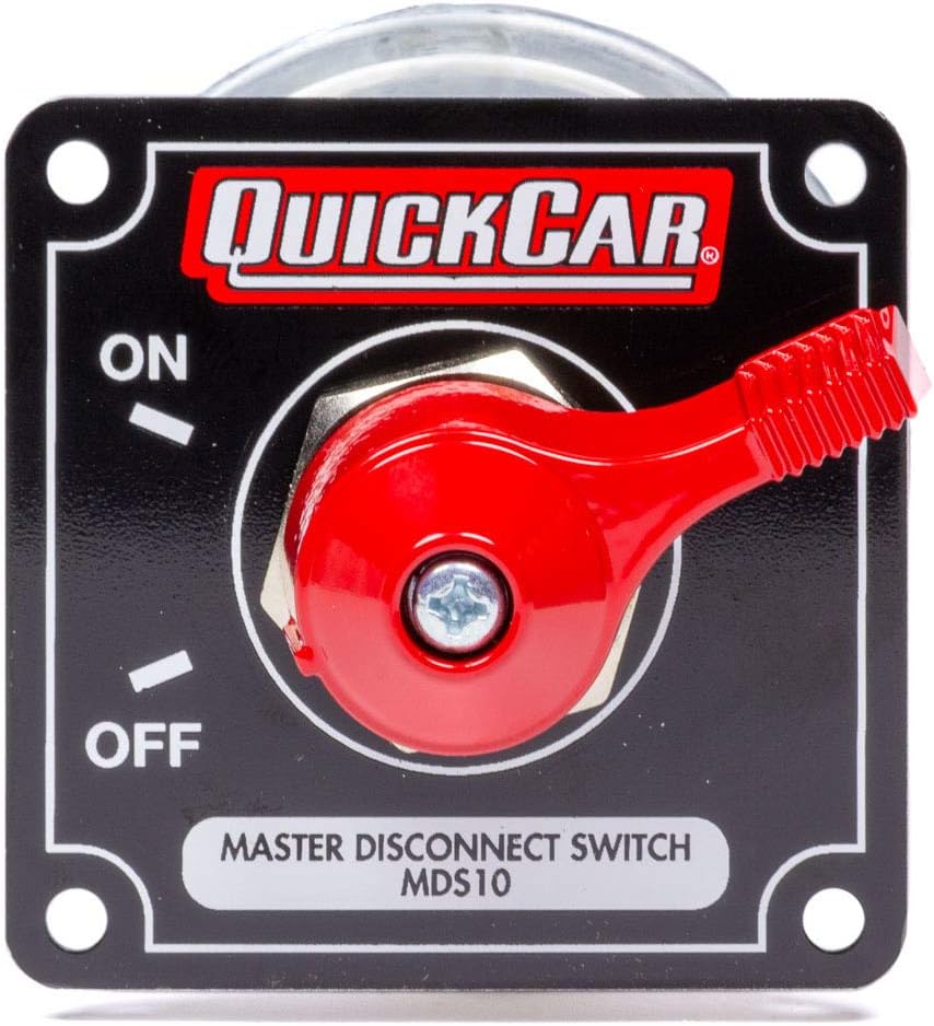 QuickCar Racing Products 55-010 ハンドルバッテリーマスター切断スイッチ レッド 黒色取り付けパネル付き 高さ2-1/2インチ x 幅2-1/2インチ バッテリースイッチ