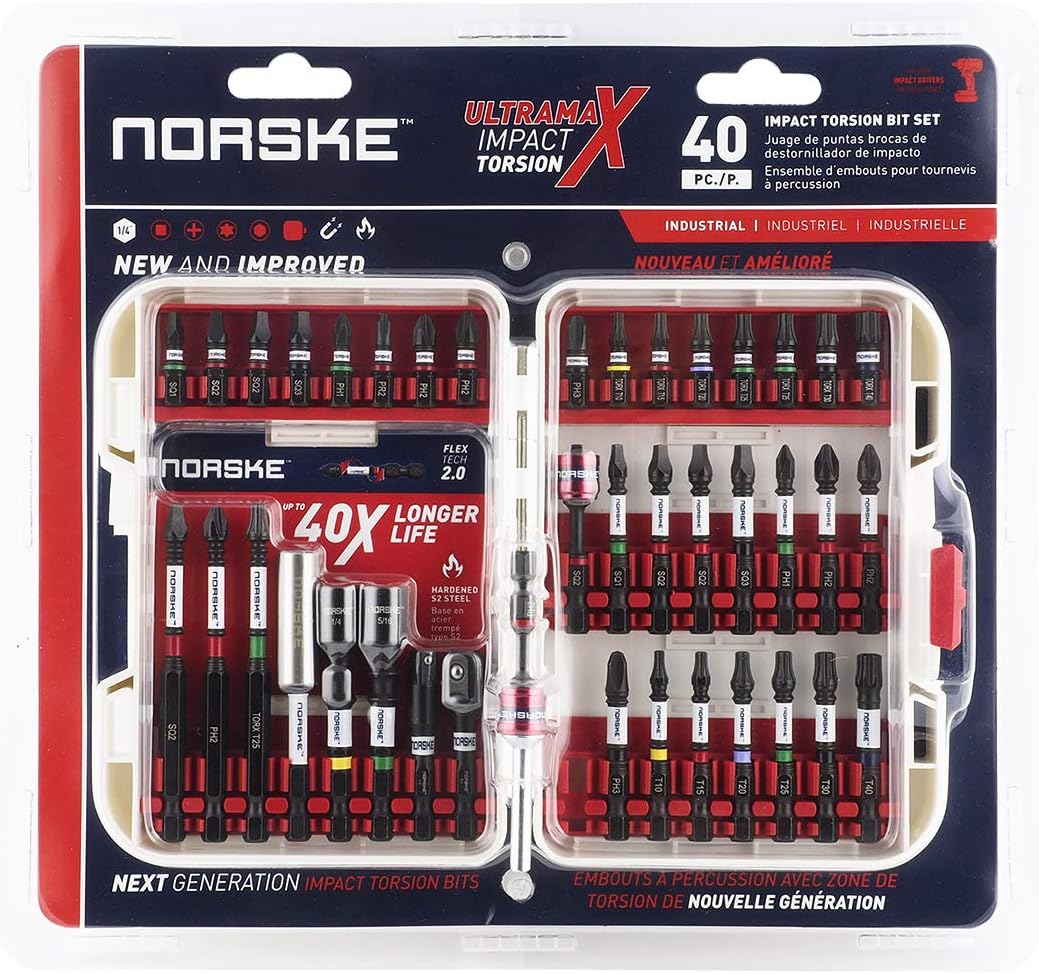 Norske Tools 40本ドライバービットセット インパクトトーション PHビット SQビット トルクスビット 磁気PH&SQフロートカラー ソケットアダプター ナッセッター 磁気ビットホルダー