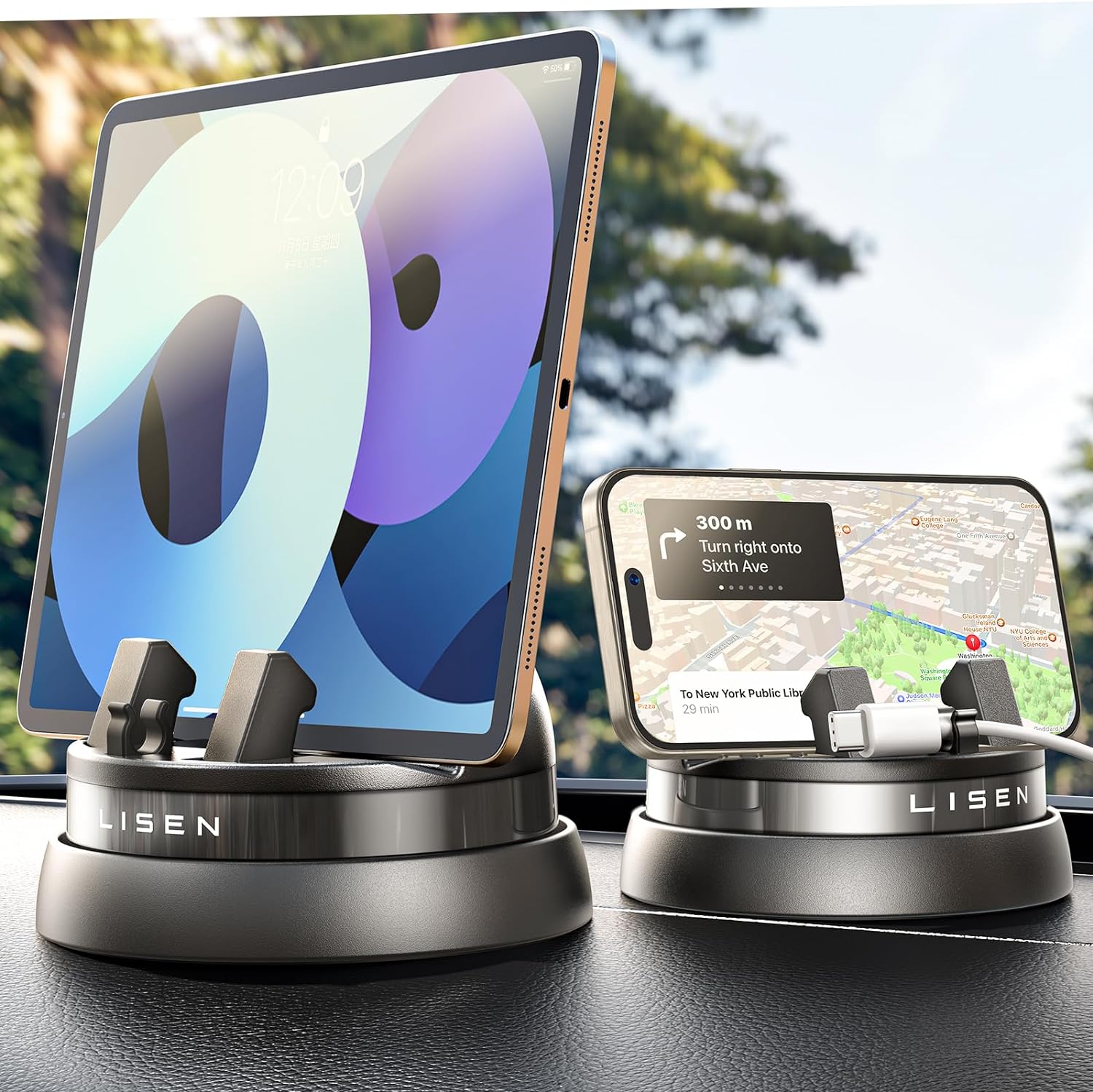 LISEN 車載電話ホルダーマウントダッシュボード 360度回転可能 ダッシュボード携帯電話ホルダー 車用多機能電話マウント 自動車電話マウント iPhone iPhone 15 Pro Max/14/13/12 Samsung S23/22 に対応 クレードル ブラック 6,445円