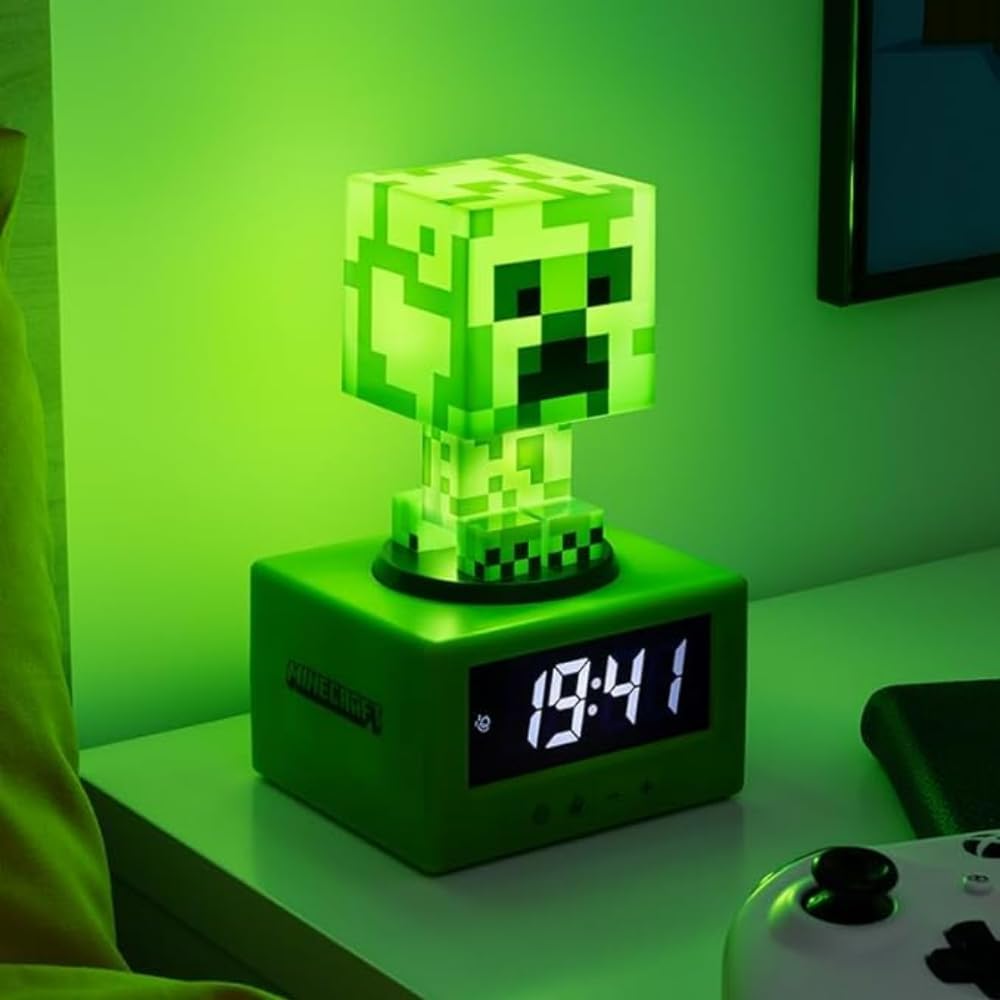 Paladone クリーパー アイコン目覚まし時計 Minecraft 公式ライセンス取得済み Minecraft 音楽 ナイトライト 子供 ティーン向け ゲームルームアクセサリー Minecraft ゲーマー 愛好家向け ノベルティギフト 光るアラームクロック スヌーズ機能付き時計 ナイトライト機能付き|日本小売業販売