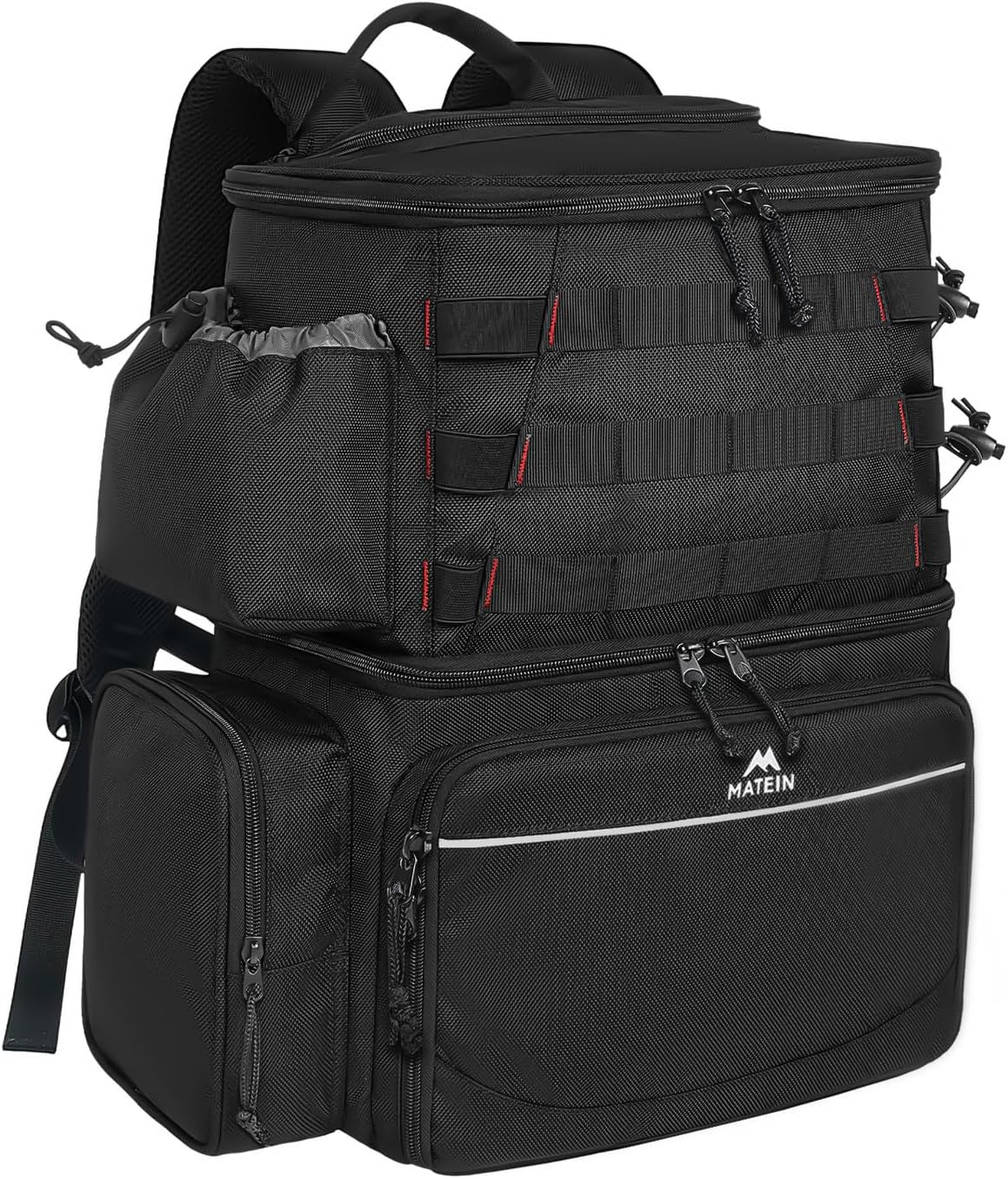 MATEIN フィッシングバックパック タックルボックス タックルバッグ 釣具収納バッグ 釣り用タックルボックス ルアーバッグ 釣りアクセサリー収納 多機能タックルバッグ 釣り用リュック ロッドホルダー&クーラー付き 防水 釣り収納バッグ 男性向け 釣り道具ギフト ブラック|日本小売業販売